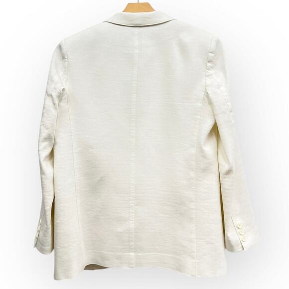 SMYTHE Single Button Linen Blend 90's Blazer in Soft White size Large - Picture 3 of 9